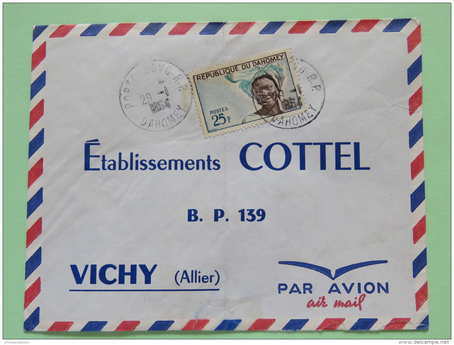 Dahomey (Benin) 1964 Cover Porto-Novo To Vichy France - Girl With Headdress - Benin - Dahomey (1960-...)