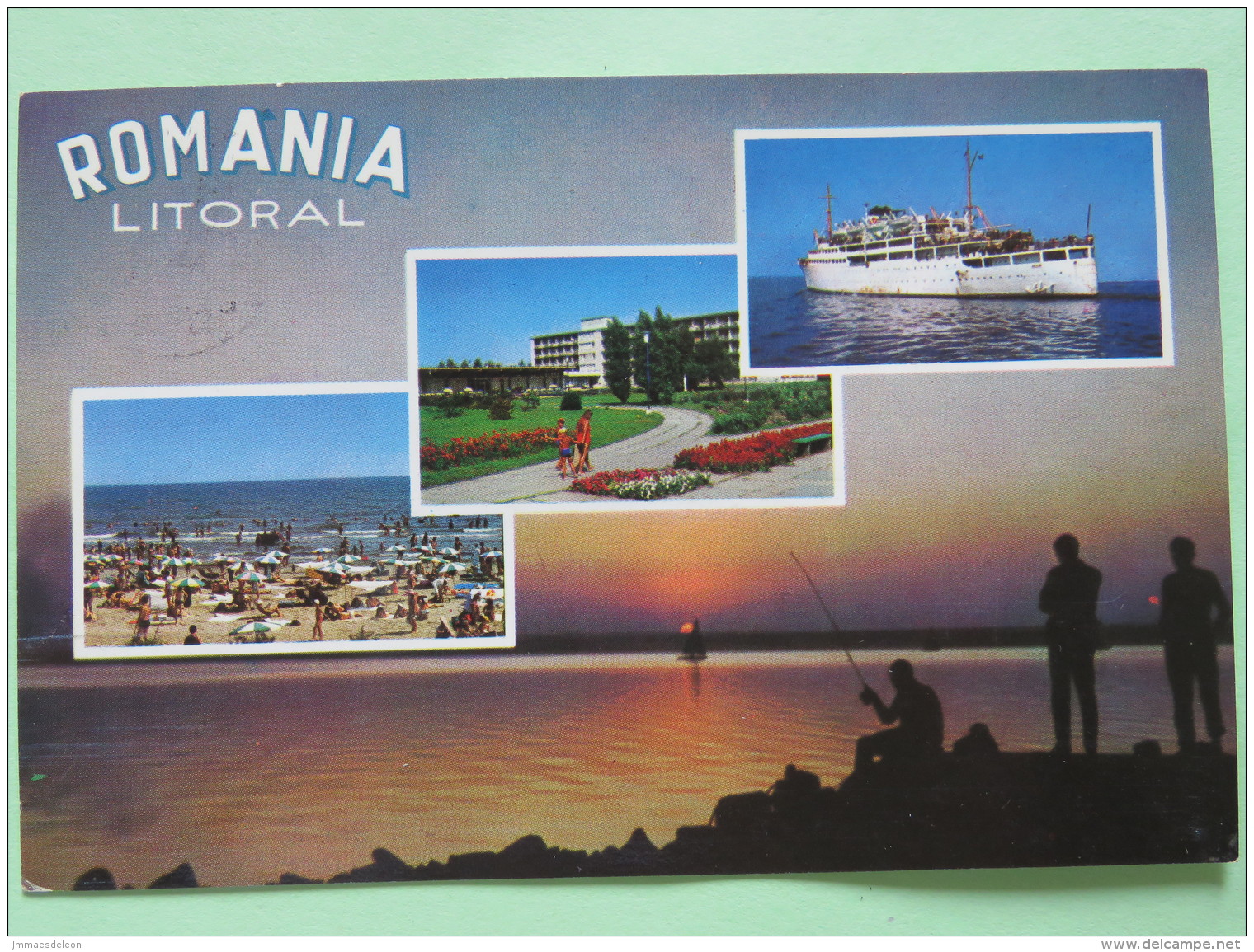 Romania 1968 Postcard ""coast Beach Ship Fishing"" To Belgium - Television Tower - Storia Postale