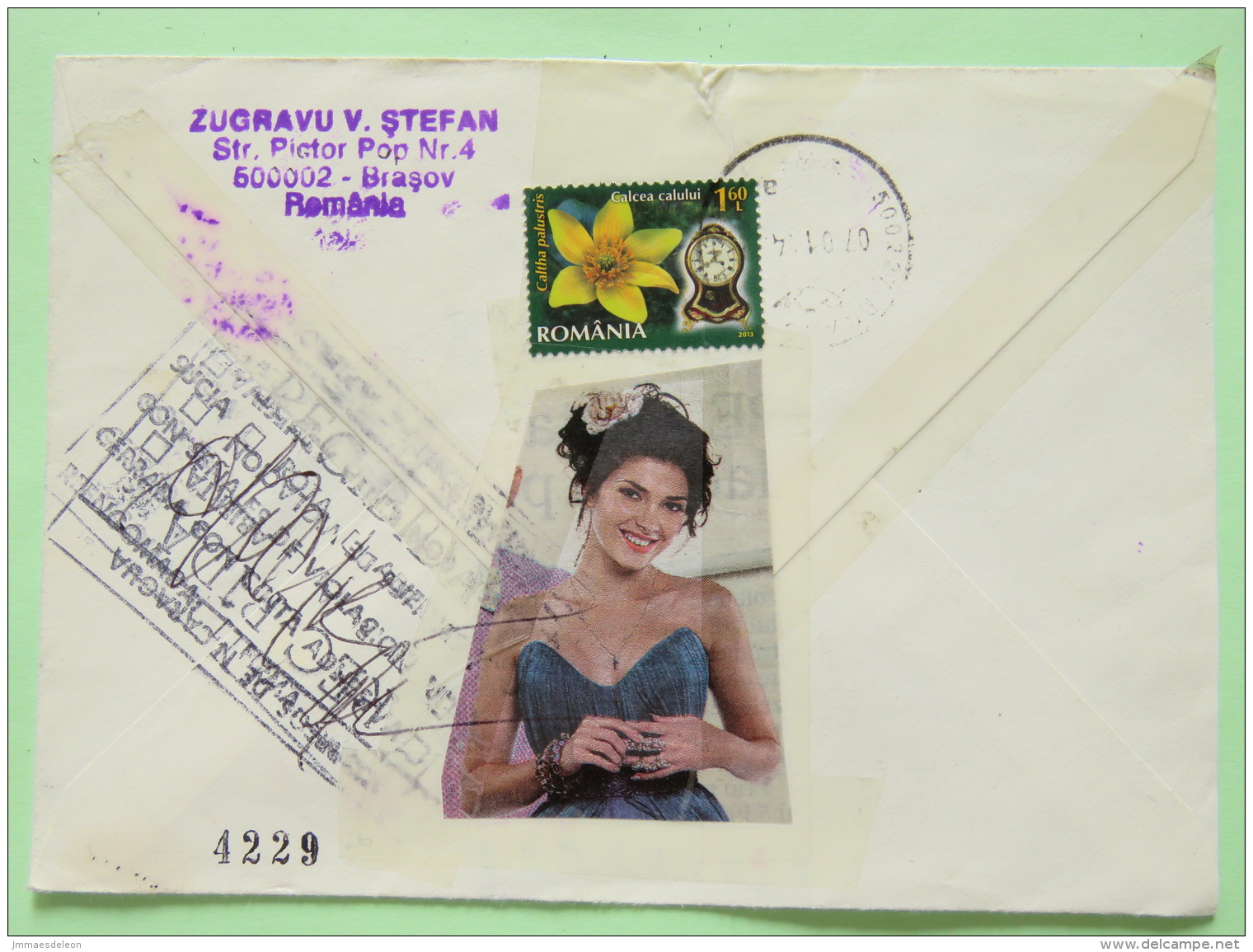 Romania 2014 FDC Cover Bacau (1991) Brasov To Nicaragua - BALCANFILA 91 + Label - Plant Flower On Back - Lettres & Documents