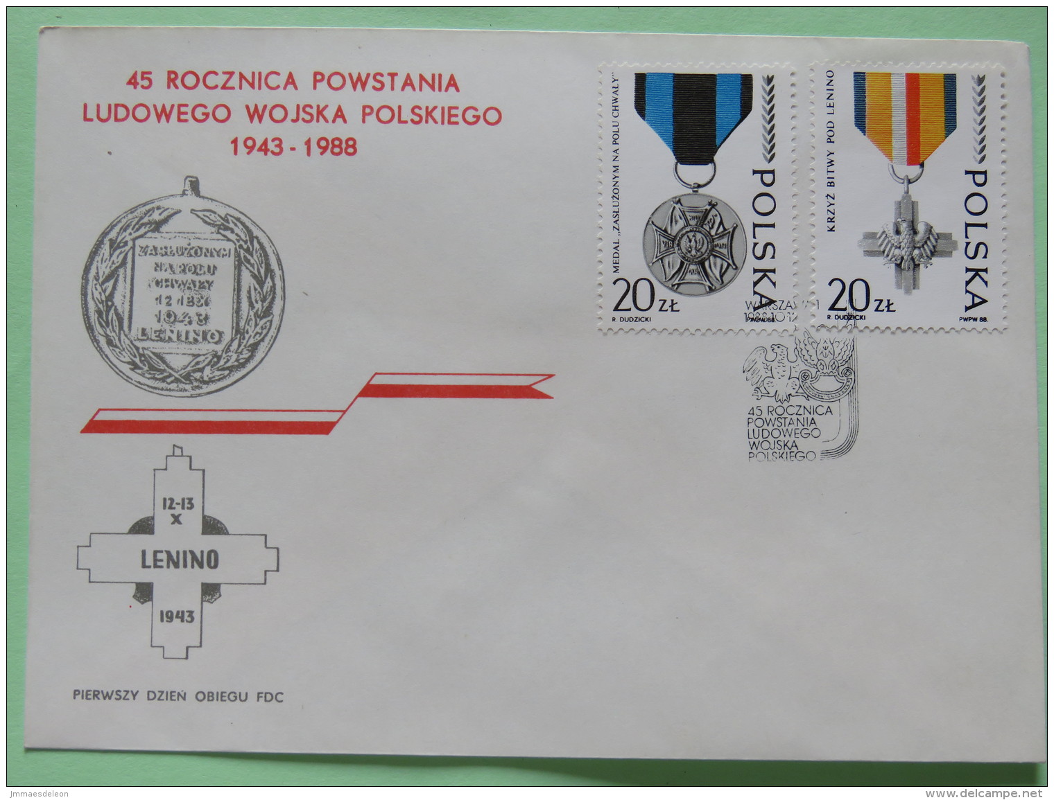Poland 1988 FDC Cover - Medals - World War II - Covers & Documents