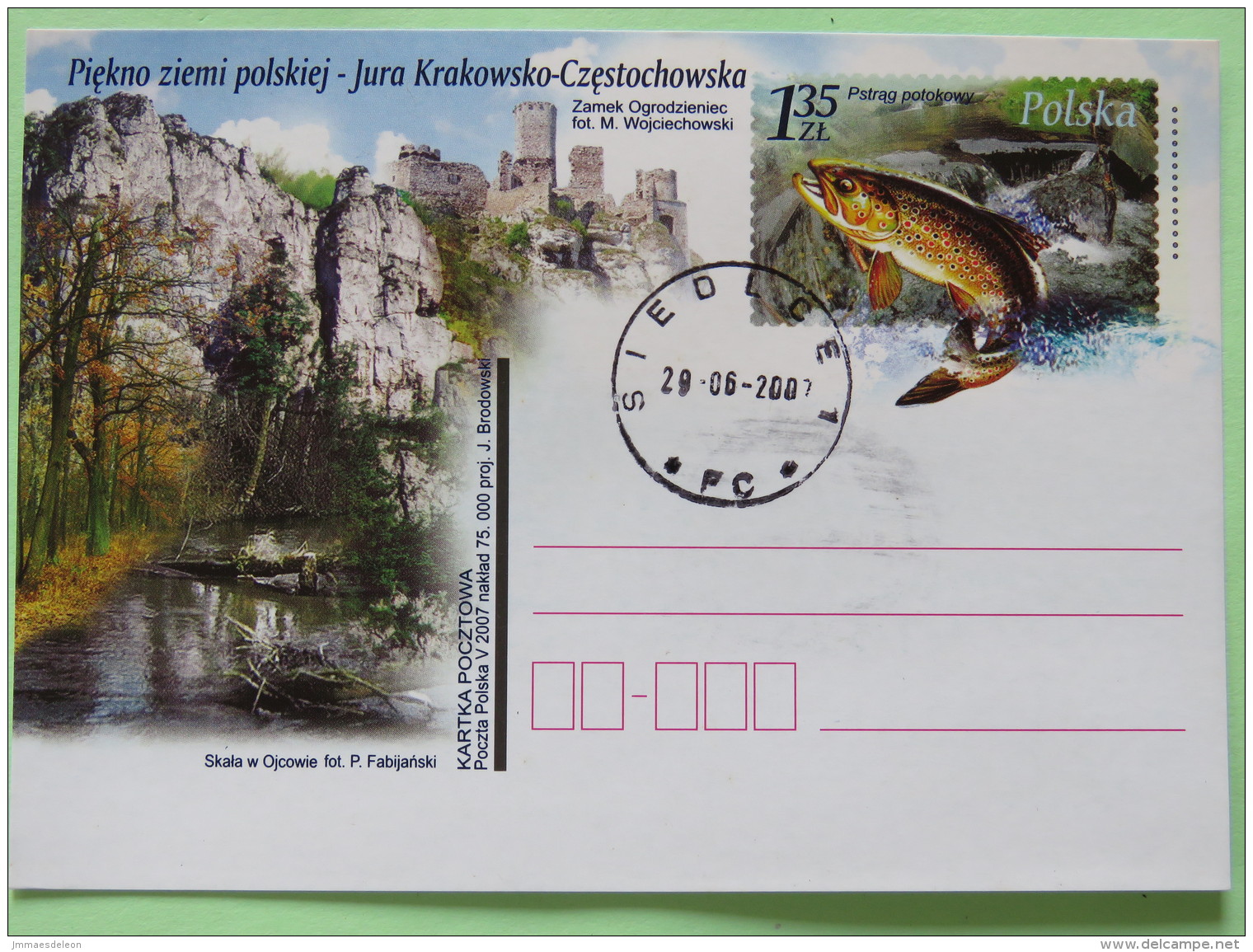 Poland 2007 Stationery Postcard - Castle River Fish - Covers & Documents