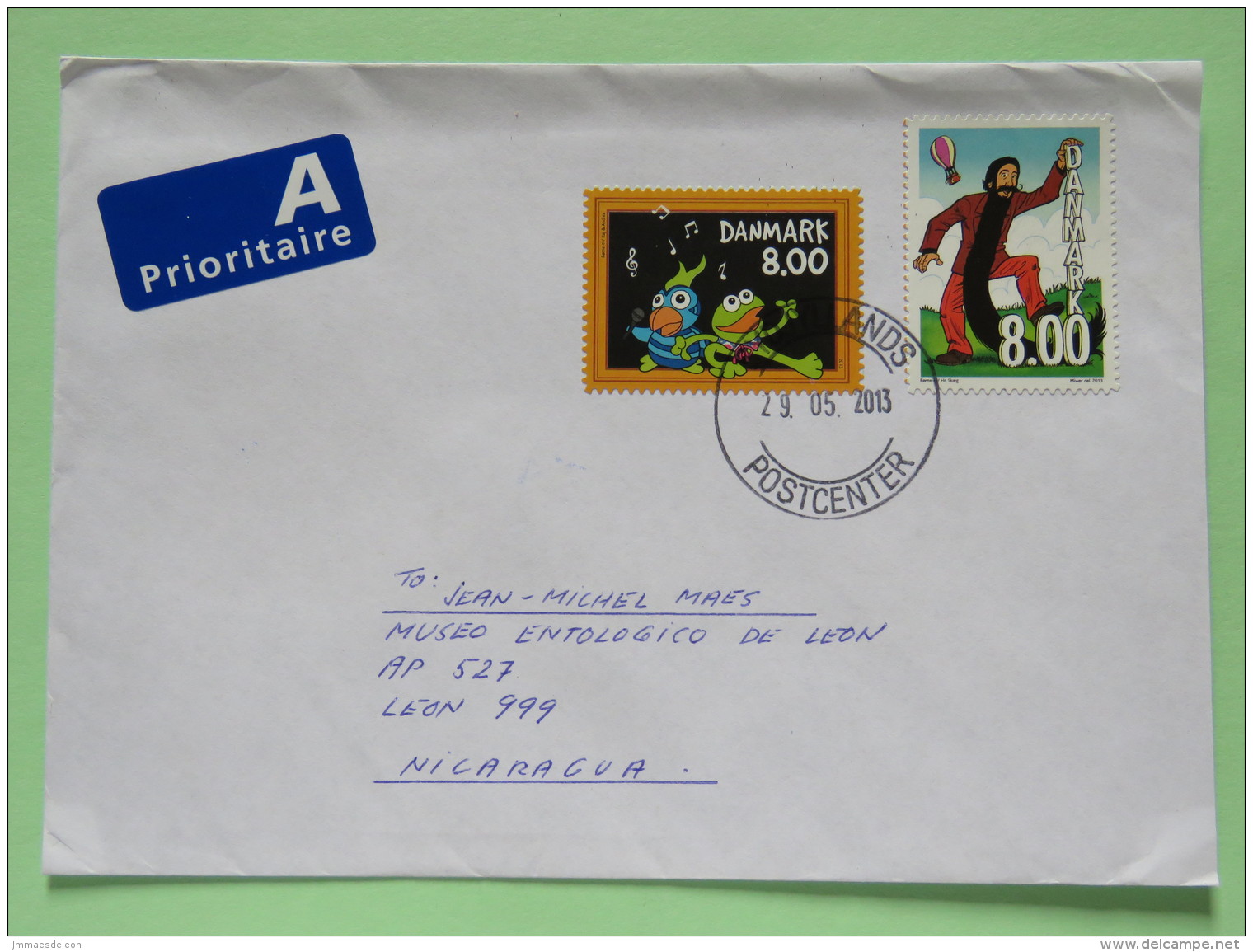 Denmark 2013 Cover To Nicaragua - Comics - Frogs - Balloon - Cartas & Documentos