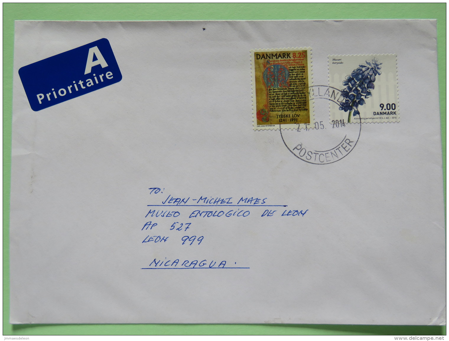 Denmark 2014 Cover To Nicaragua - Flowers - Text - Cartas & Documentos