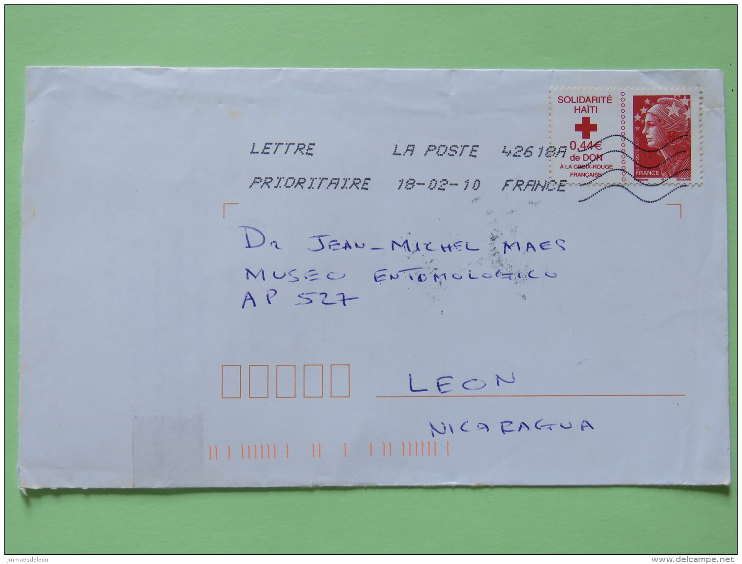 France 2010 Cover To Nicaragua - Red Cross - Haiti - Lettres & Documents