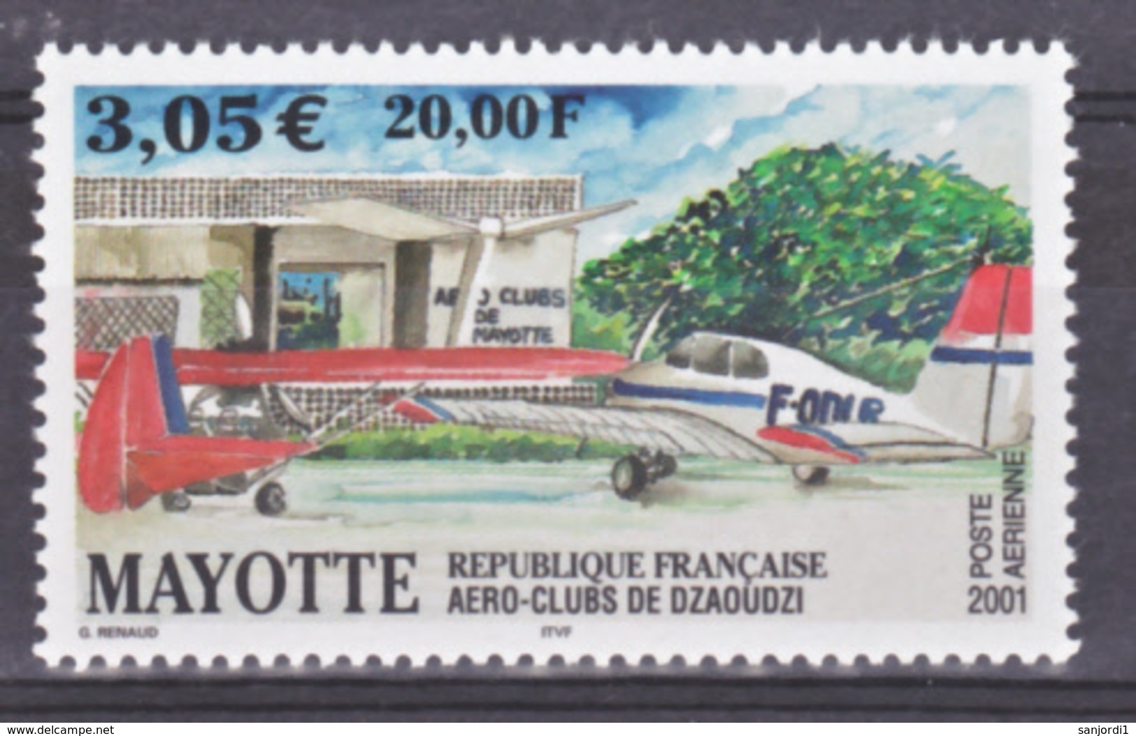 Mayotte PA 5 Aéro Club De Dzaoudzi Neuf ** TB MNH Sin Charnela Faciale 3.02 - Poste Aérienne