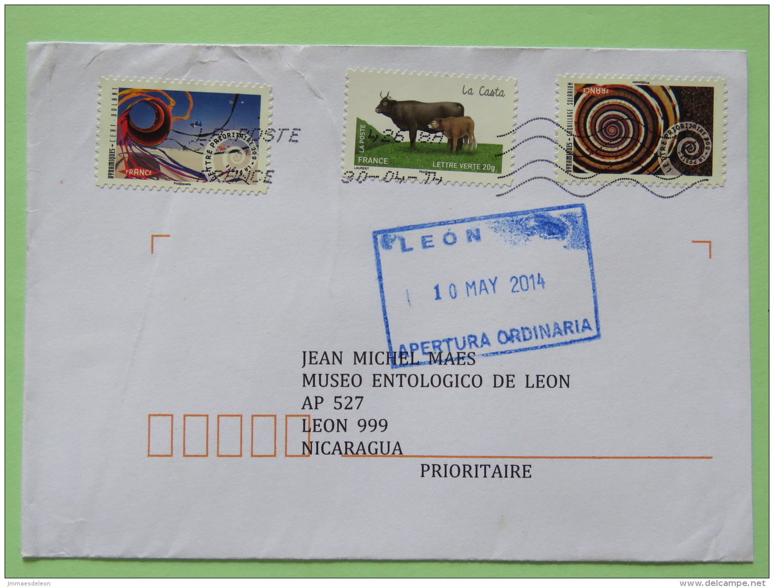 France 2014 Cover To Nicaragua - Cows - Shell - Comet - Cerf-volant - Covers & Documents