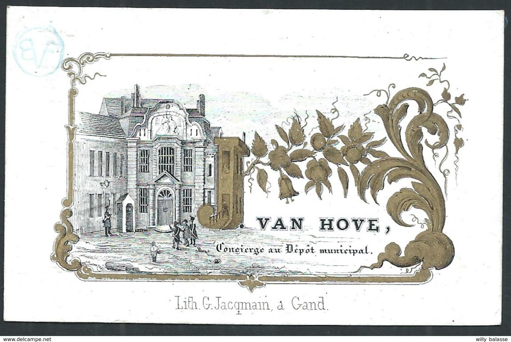 Carte Porcelaine  " Van Hove Concierge Du Dépôt Municipal  Lith   GAND " 9 X 6 Cm - Gent