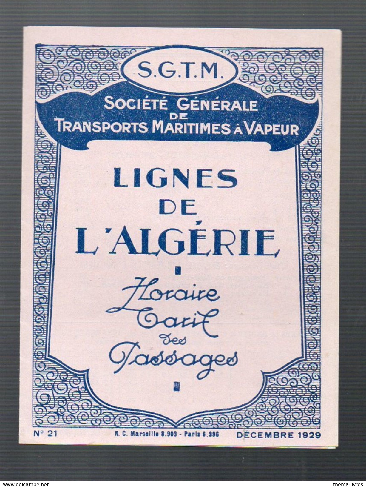 Algérie : Dépliant Tarif SGTM 1929 (PPP5738) - Monde