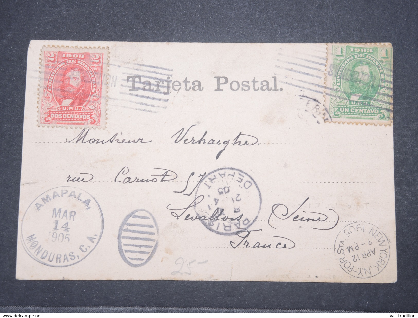 HONDURAS - Carte Postale De Tegucigalpa Pour La France En 1905 Via New York - L 9653 - Honduras