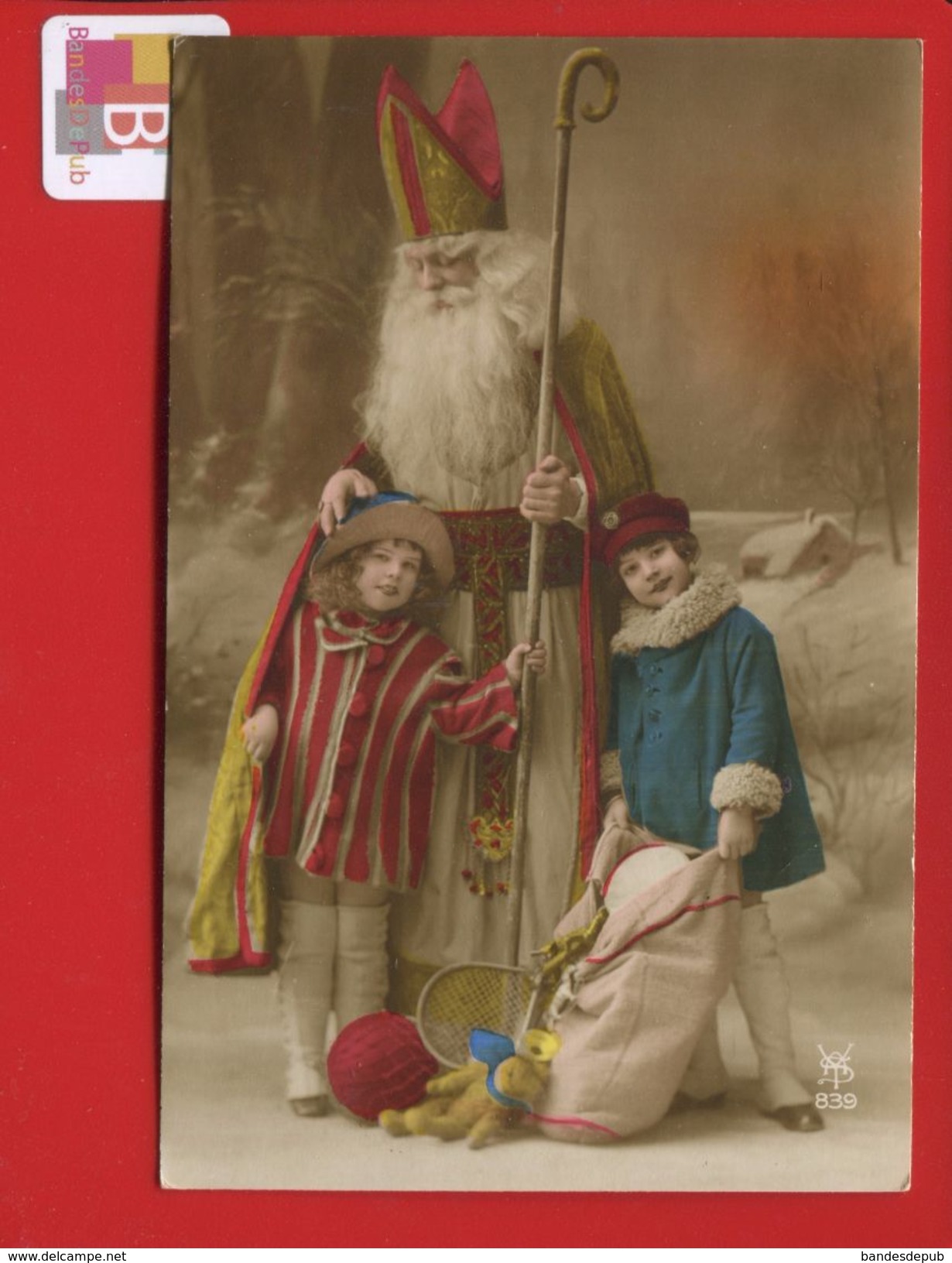 VENTE IMMEDIATE PRIX FIXE CPA SAINT NICOLAS ENFANTS JOUETS RAQUETTE TENNIS NOUNOURS BALLON TRES BON ETAT - Saint-Nicolas