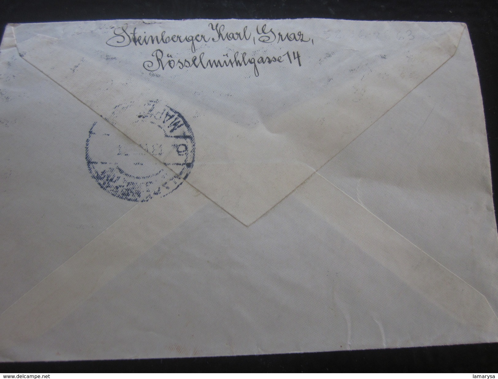 Lettre Document Graz Autriche Osterreich-1918-45...1ère Rép Europe--Luftpost-Avion-By Air-mail Marcophilie---Marenberg - Briefe U. Dokumente