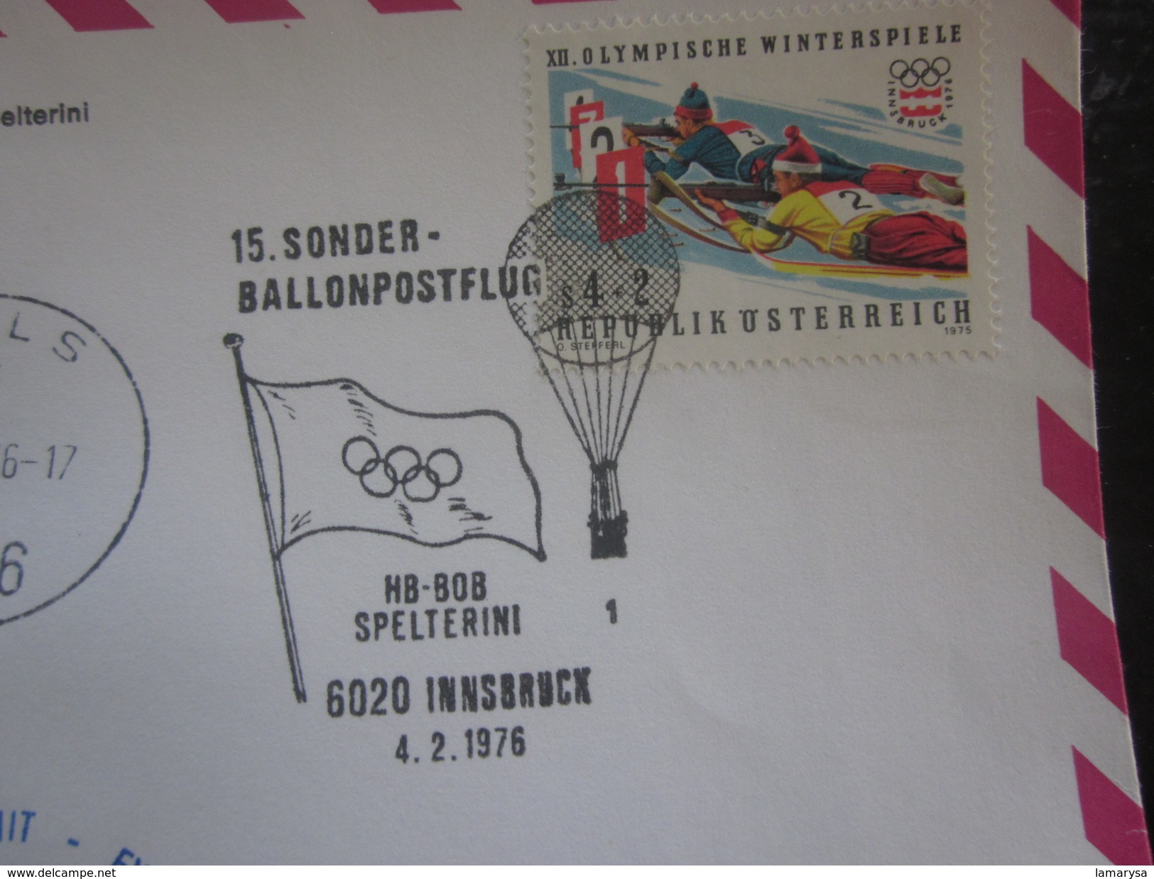Sonder Ballon Postflug Lettre Doc Vols Autriche Osterreich--2ème République 1976--Luftpost-By Air-mail Marcophilie--Wien - Par Ballon