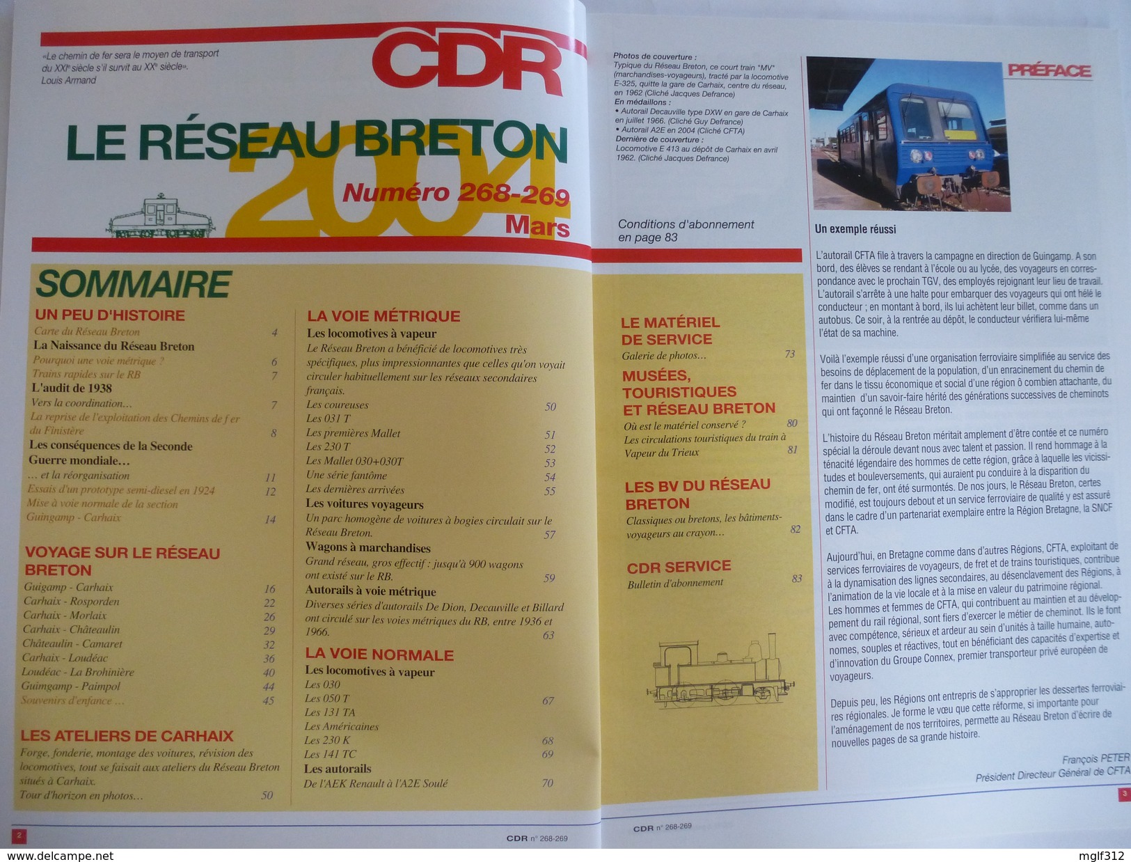 LE RESEAU BRETON : CONNAISSANCE DU RAIL N° 268-269 Mars 2004 :  Numéro Spécial  Double : - Détails Sur Les Scans - Trains