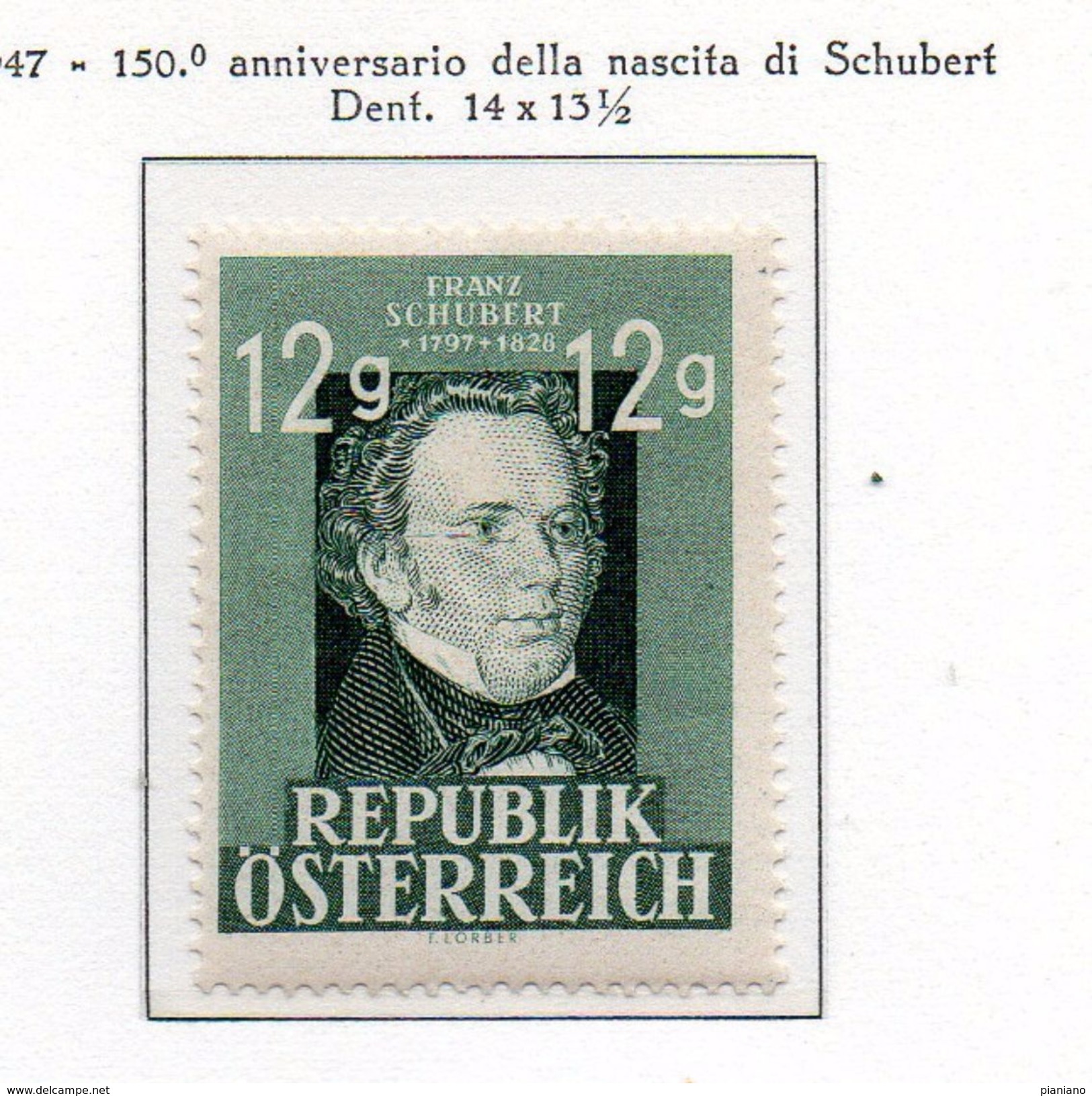 PIA  -  AUSTRIA - 1947 :150° Anniversario Della Nascita Di Franz Schubert - (Yv  665 ) - Nuevos