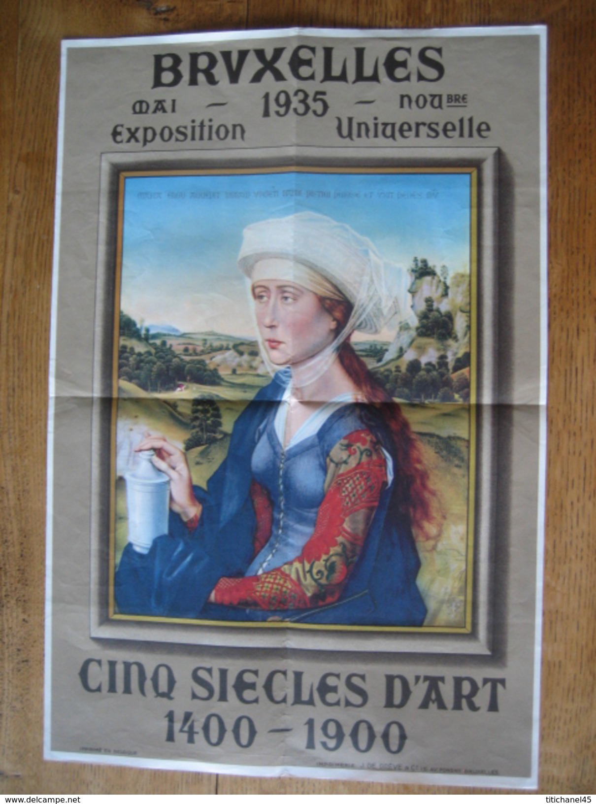 Affiche Originale EXPOSITION UNIVERSELLE BRUXELLES 1935 - CINQ SIECLES D'ART 1400-1900 - Affiches