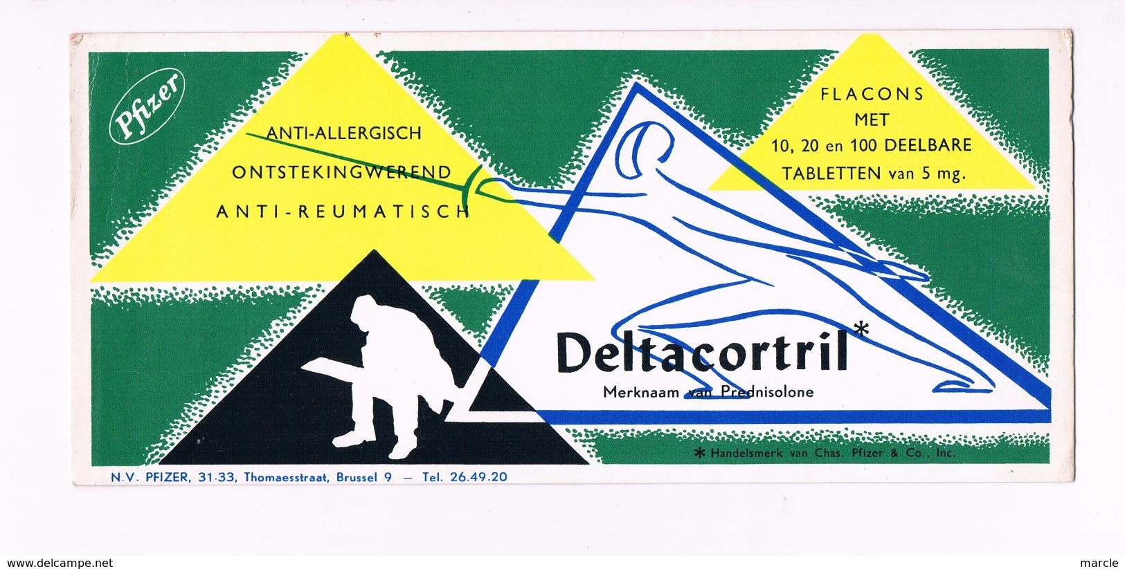 Buvard DELTACORTRIL - Pfizer - Brussel Vloeipapier Blotter - Chemist's