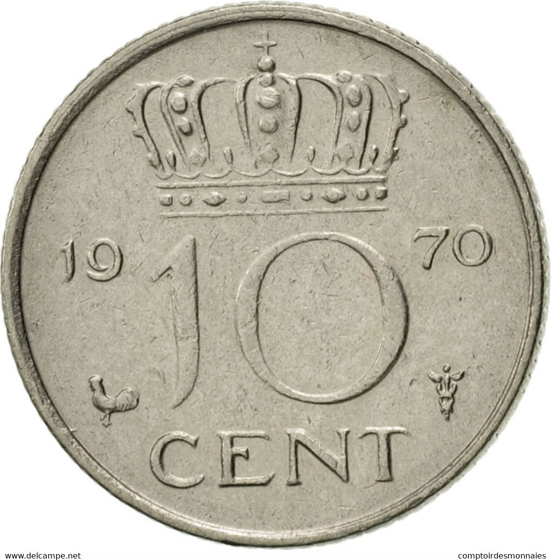 Monnaie, Pays-Bas, Juliana, 10 Cents, 1970, SUP+, Nickel, KM:182 - 1948-1980 : Juliana