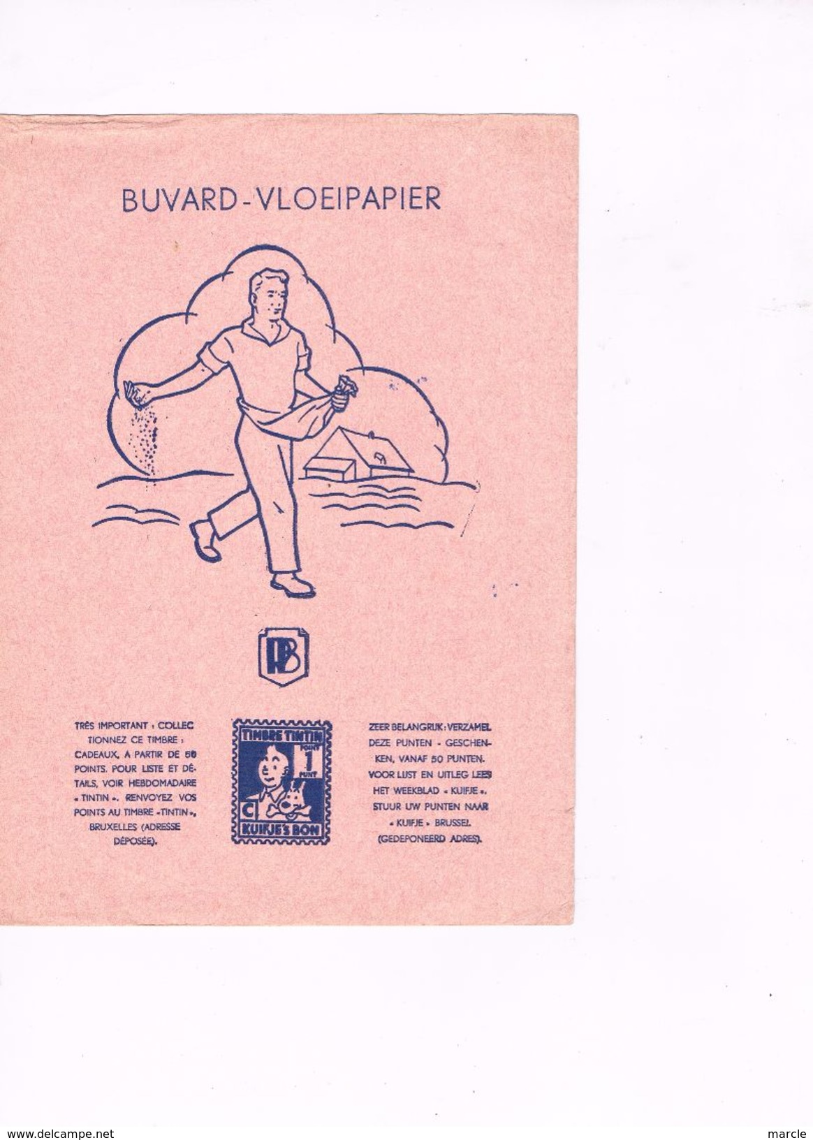 TinTin Kuifje  Buvard  Vloeipapier Blotter - Autres & Non Classés