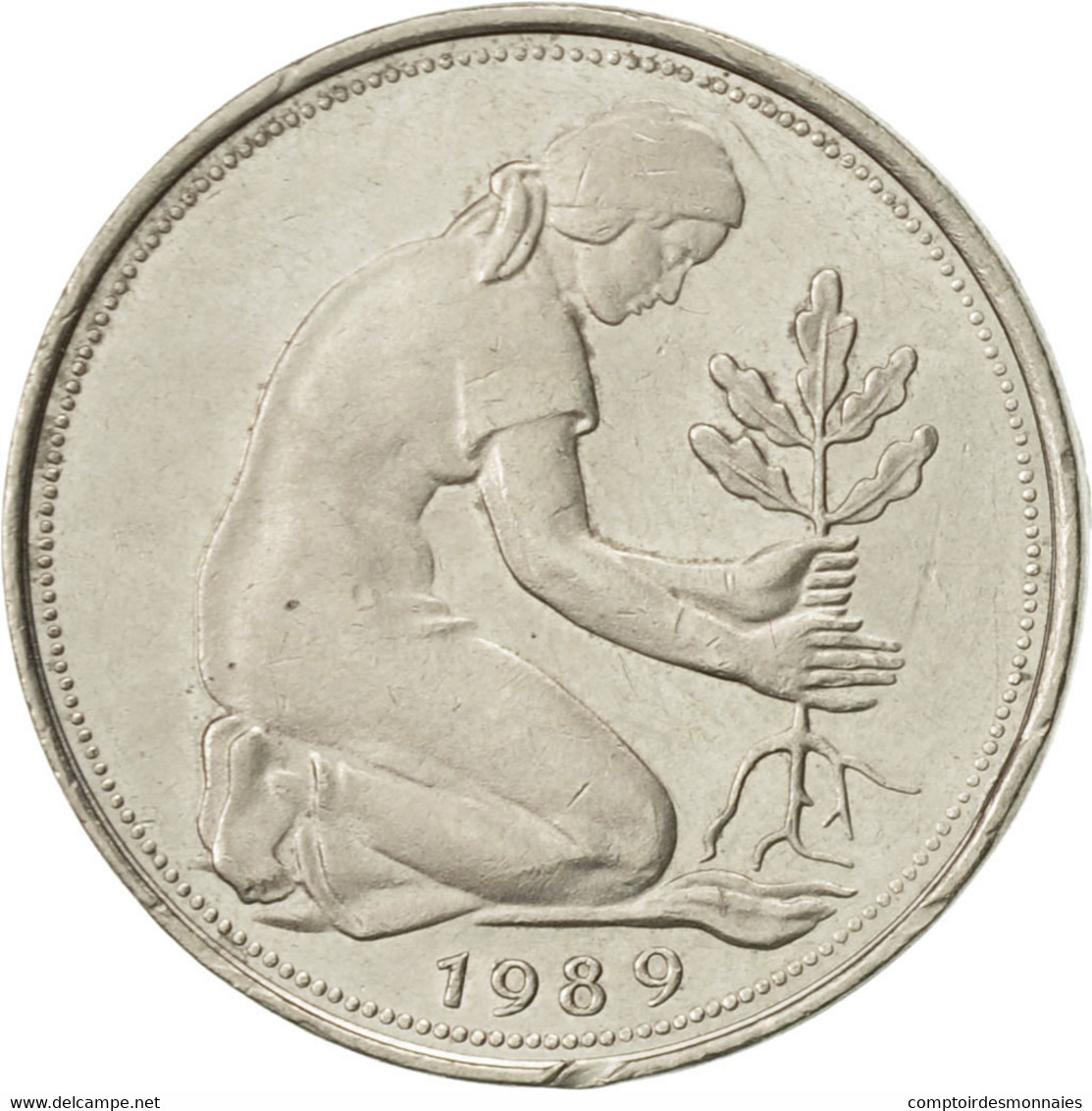 Monnaie, République Fédérale Allemande, 50 Pfennig, 1989, Hambourg, SUP - 50 Pfennig