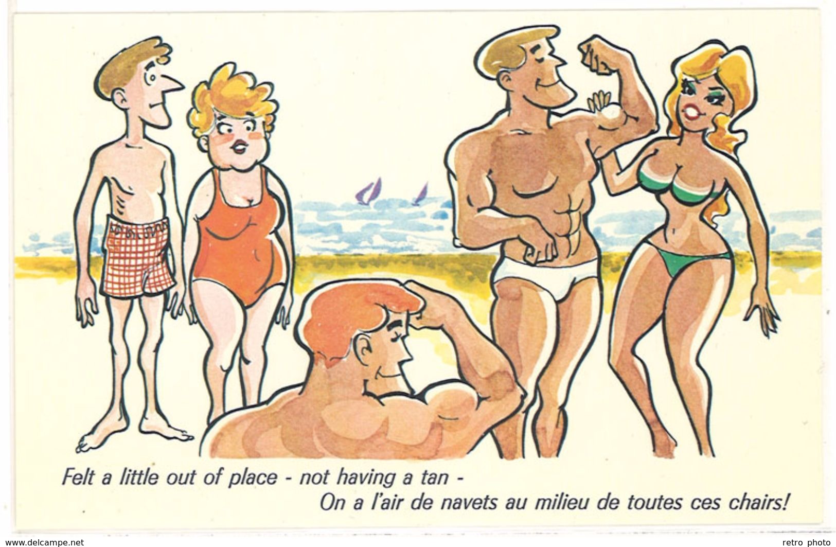 Cpsm - Plage, Pin Up, Femmes En Maillot, Humour, Homme Musclé .. ((S.1454)) - Other & Unclassified