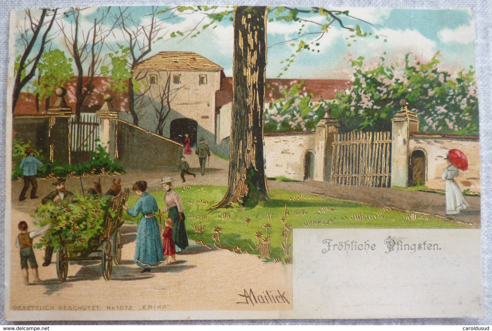 CPA Litho PRECURSEUR ILLUSTRATEUR MAILICK ERIKA 1072 FRÖHLICHE PFINGSTEN 1902 AACHEN - Mailick, Alfred