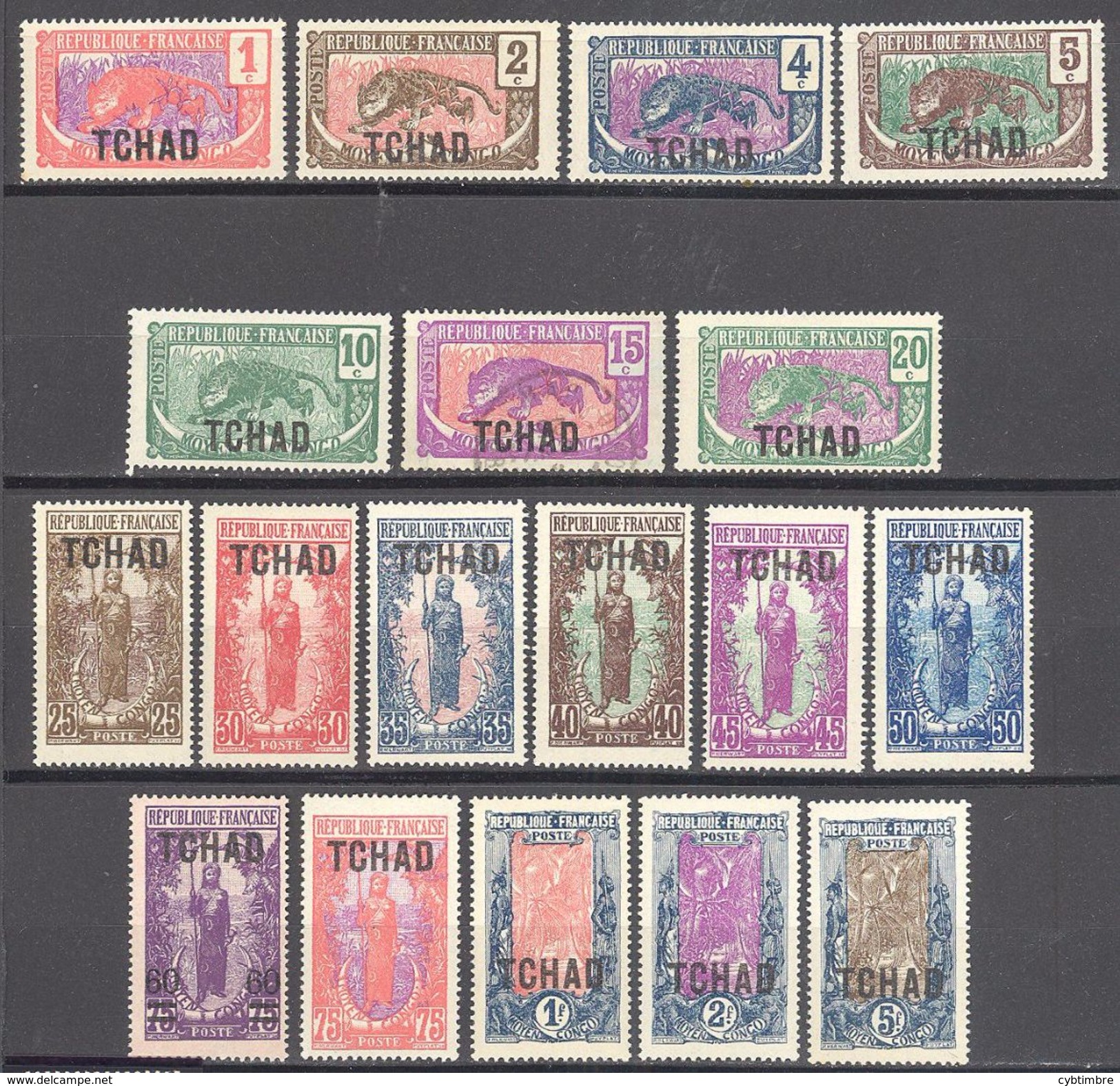 Tchad:Yvert N° 1/18*; Le 6° - Unused Stamps