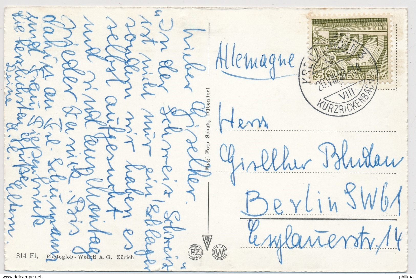1954 - Kreuzlingen - Flugaufnahme - Gelaufen - Kreuzlingen