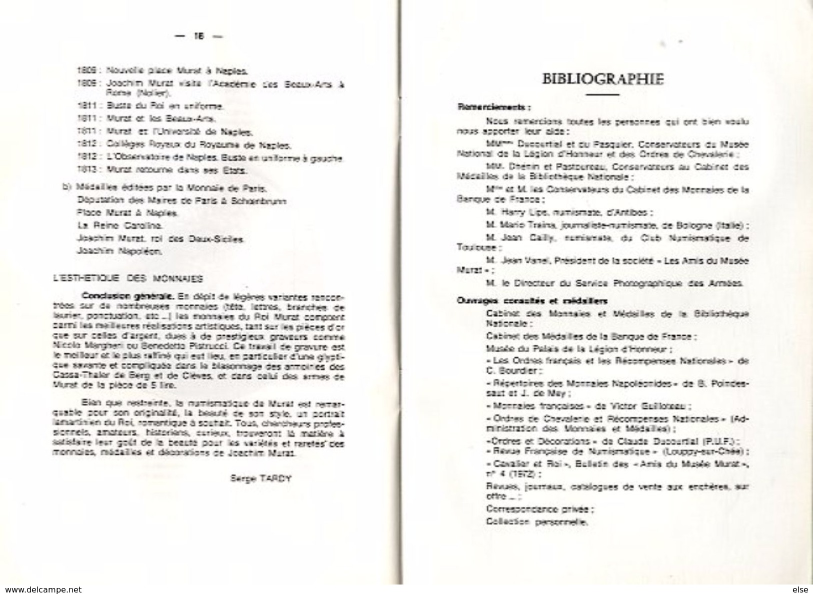 JOACHIM MURAT  A TRAVERS SES MONNAIES ET SES MEDAILLES  -  SERGE TARDY  -  18 PAGES  1982 - Français