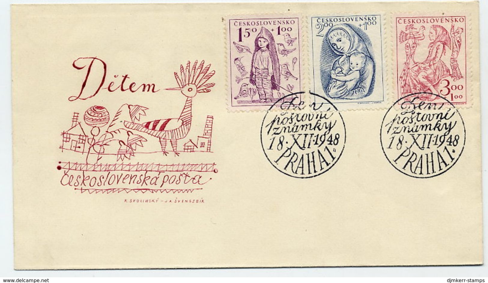 CZECHOSLOVAKIA 1948 Child Welfare  On FDC.  Michel 559-61 - FDC