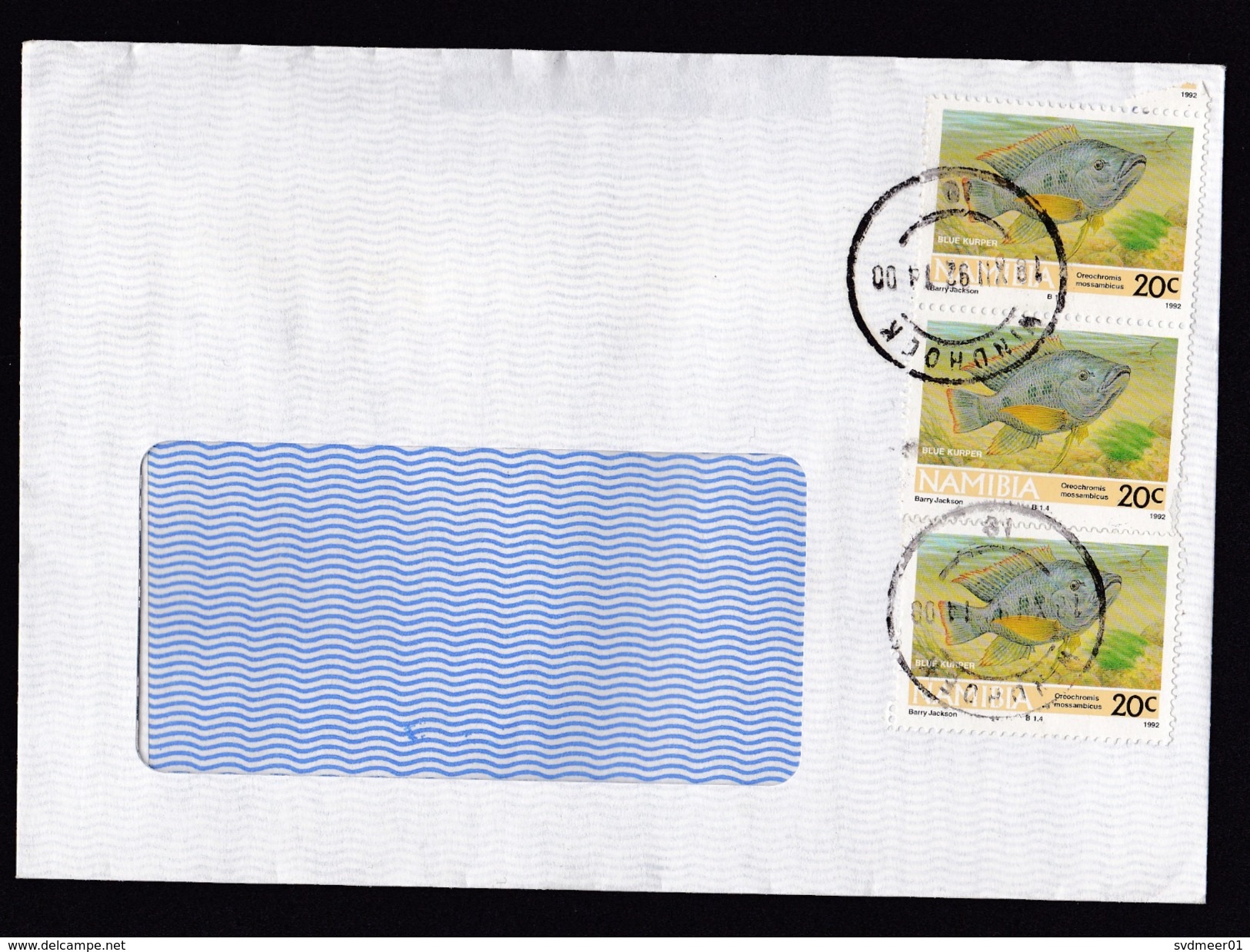 Namibia: Cover, 1992, 3 Stamps, Blue Kurper Fish, Animal (middle Stamp Damaged) - Namibië (1990- ...)