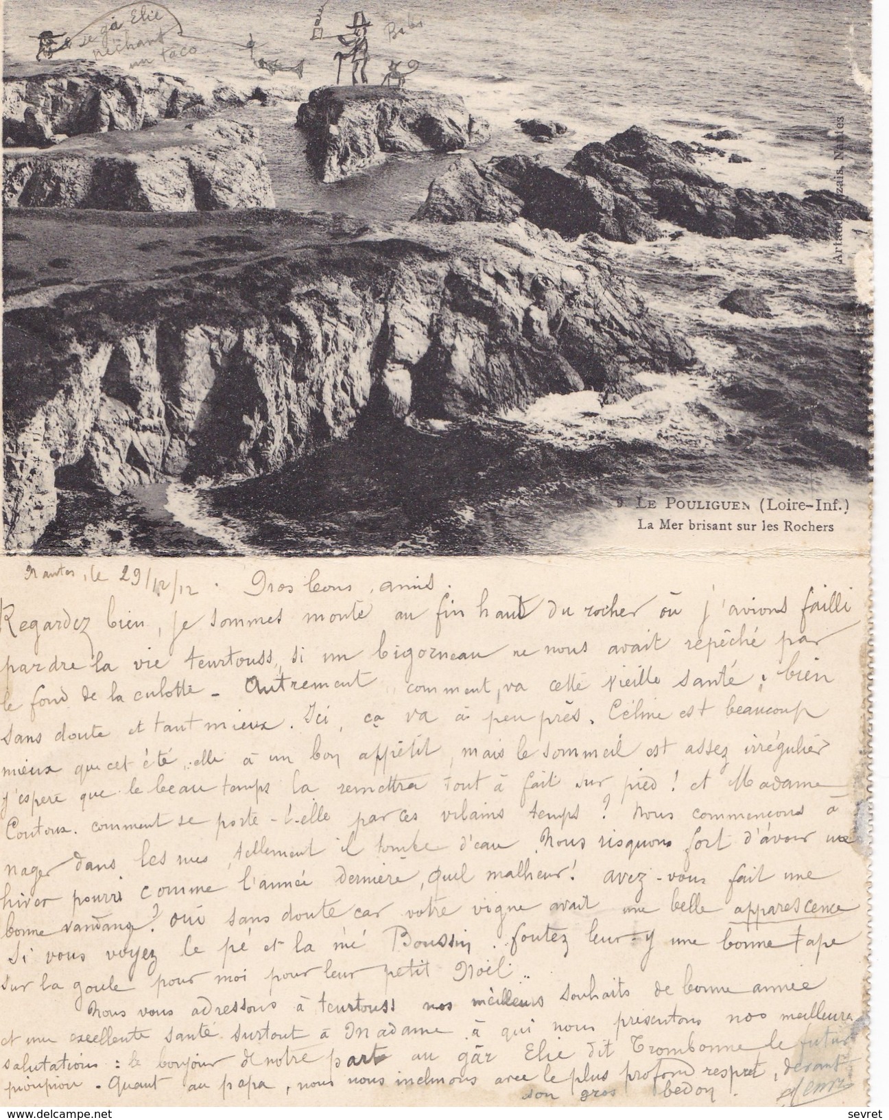 LE POULIGUEN. - L'Avenue Des Lilas - La Mer Et Les Rochers.  Carte-Lettre RARE - Le Pouliguen