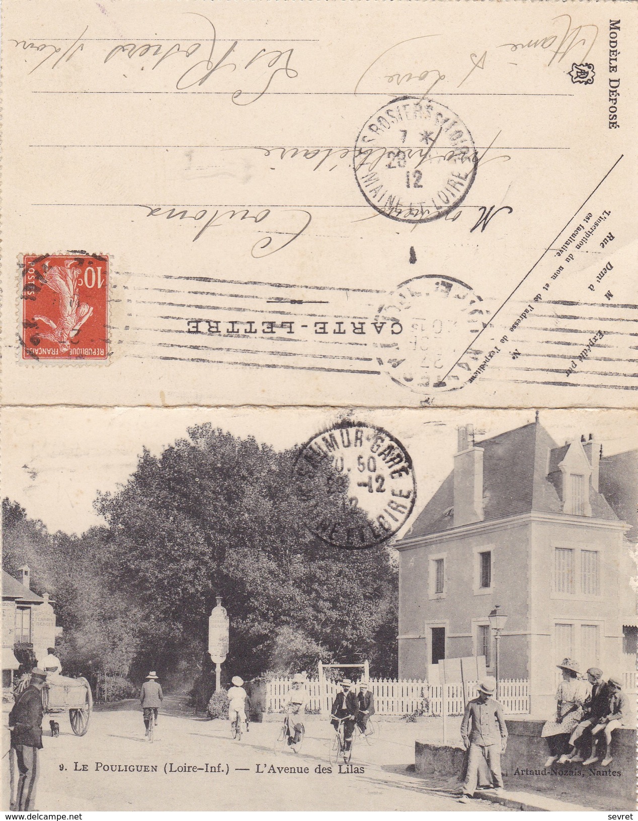 LE POULIGUEN. - L'Avenue Des Lilas - La Mer Et Les Rochers.  Carte-Lettre RARE - Le Pouliguen