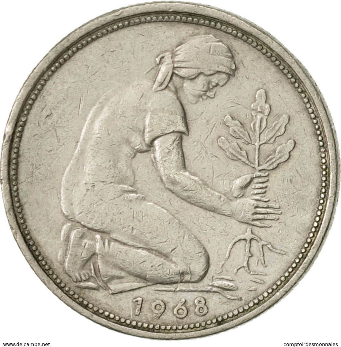 Monnaie, République Fédérale Allemande, 50 Pfennig, 1968, Hambourg, SUP - 50 Pfennig
