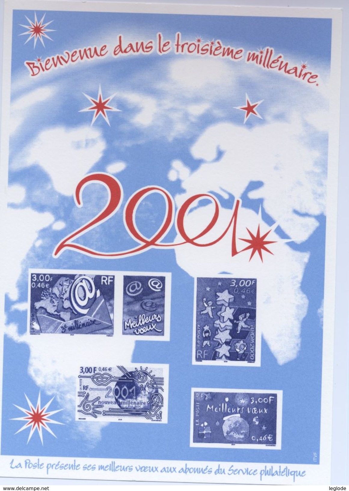 Feuillet  LaPoste Souhaitant Les "Meilleurs Voeux 2001" Avec L'illustration Des N° 3365-3327-3357 Et 3364 -(2000) - Sonstige & Ohne Zuordnung