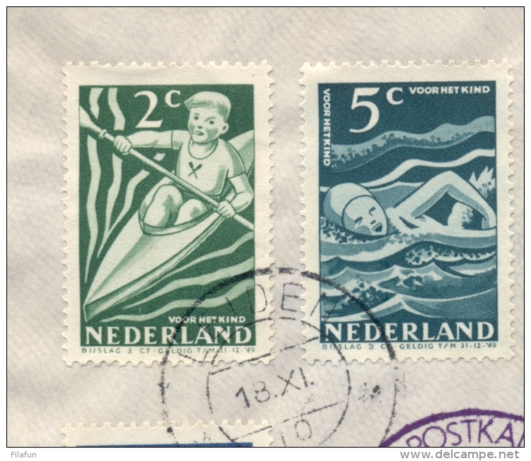 Nederland - 1948 - Kindserie Op Cover Met Stempels Leiden En Autopostkantoor - Geen Adres - Brieven En Documenten