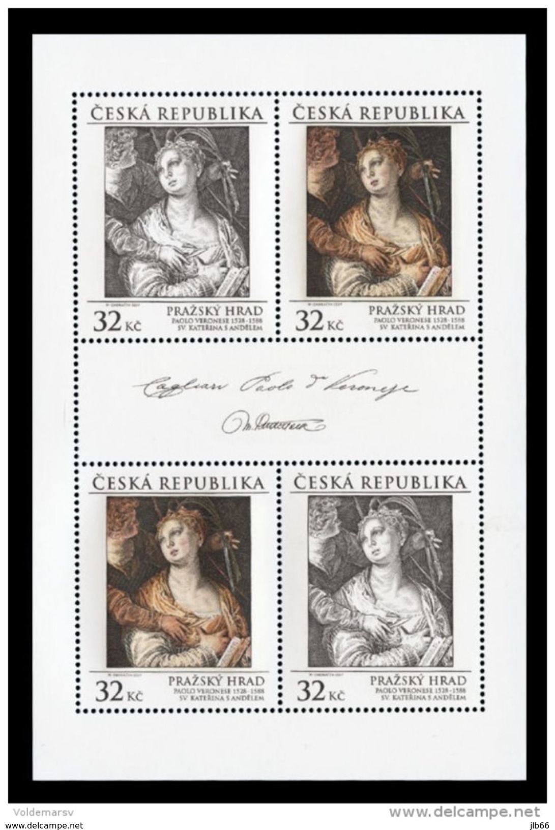 Tchequie 2017 Feuillet De 2X2 Timbres De VERONESE : Sainte Catherine Avec Un Ange (1580) - Blokken & Velletjes