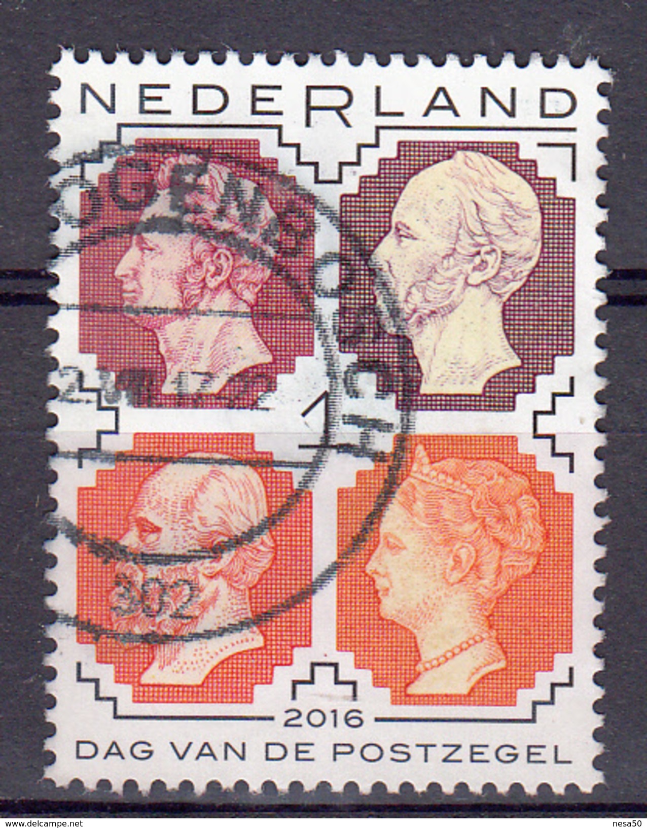 Nederland 2016 Nvph 3472, Mi Nr 3531  Dag Van De Postzegel Met Koningen Willen I,II En III En Koningin Wilhelmina - Used Stamps