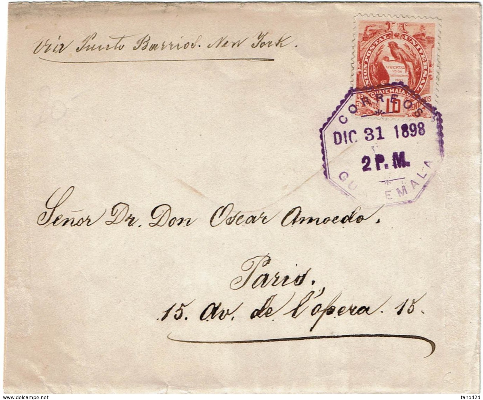 CTN-51A / GUATEMALA LETTRE DU 31/12/1898 AVEC CONTENU - Guatemala