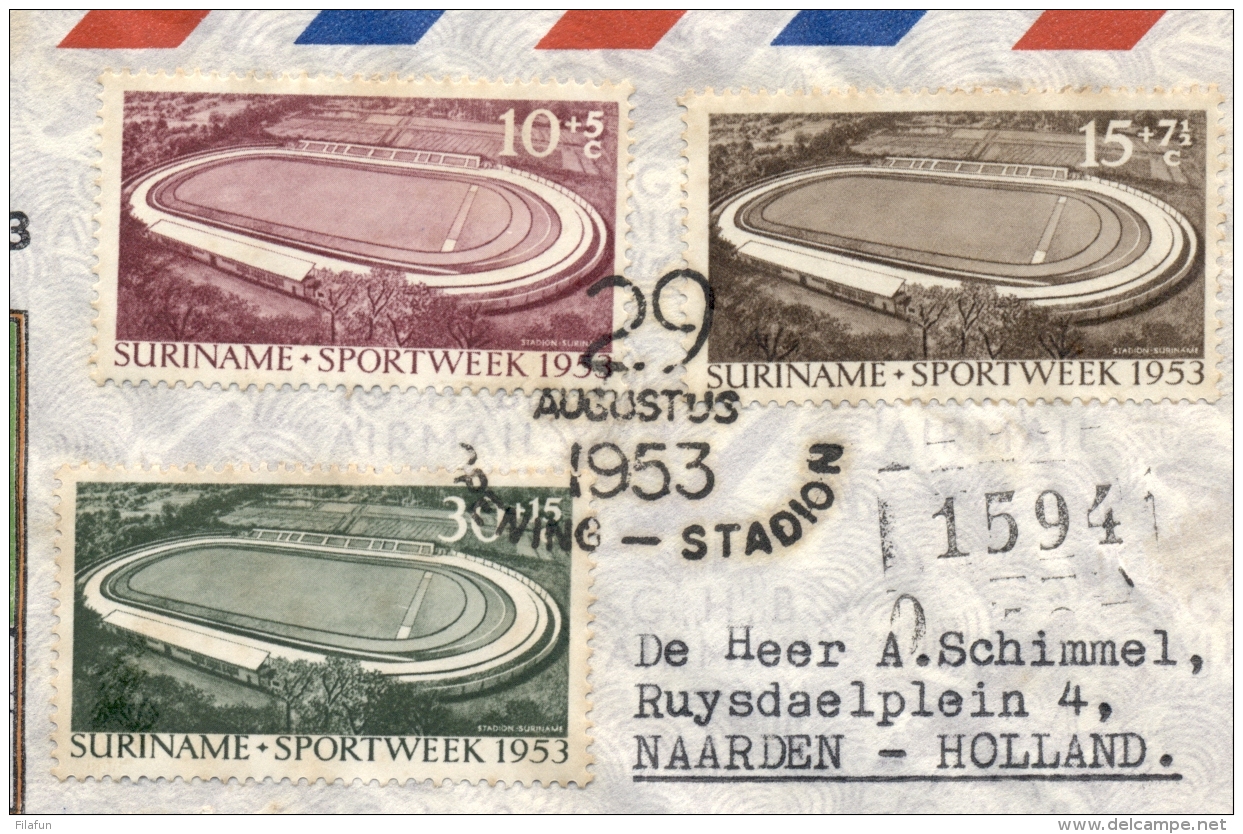 Suriname - 1953 - Serie Opening Stadion Paramaribo Op  R-FDC Naar Naarden - Atletiek Athletics Sport - Suriname ... - 1975