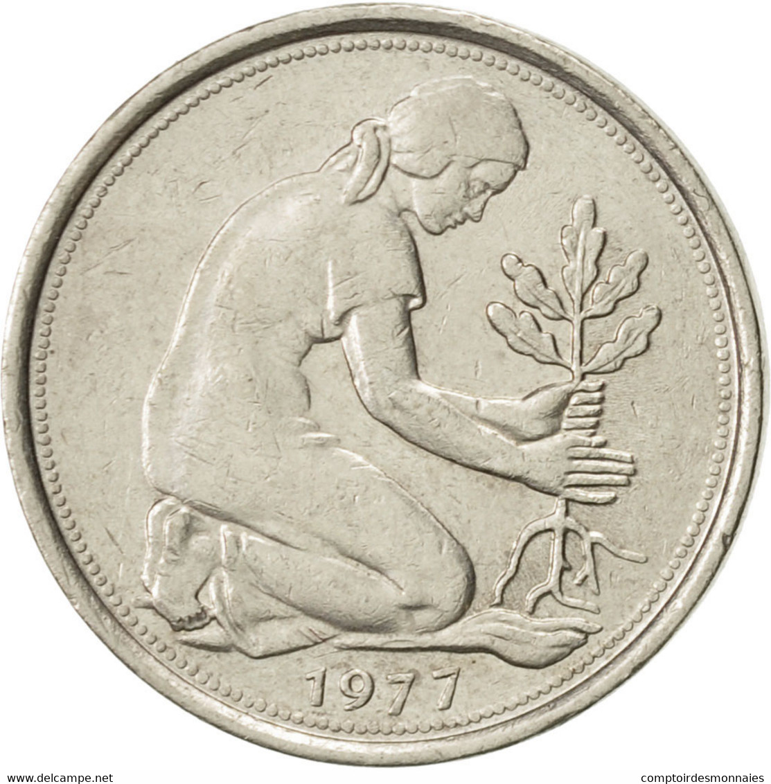 Monnaie, République Fédérale Allemande, 50 Pfennig, 1977, Stuttgart, TTB+ - 50 Pfennig