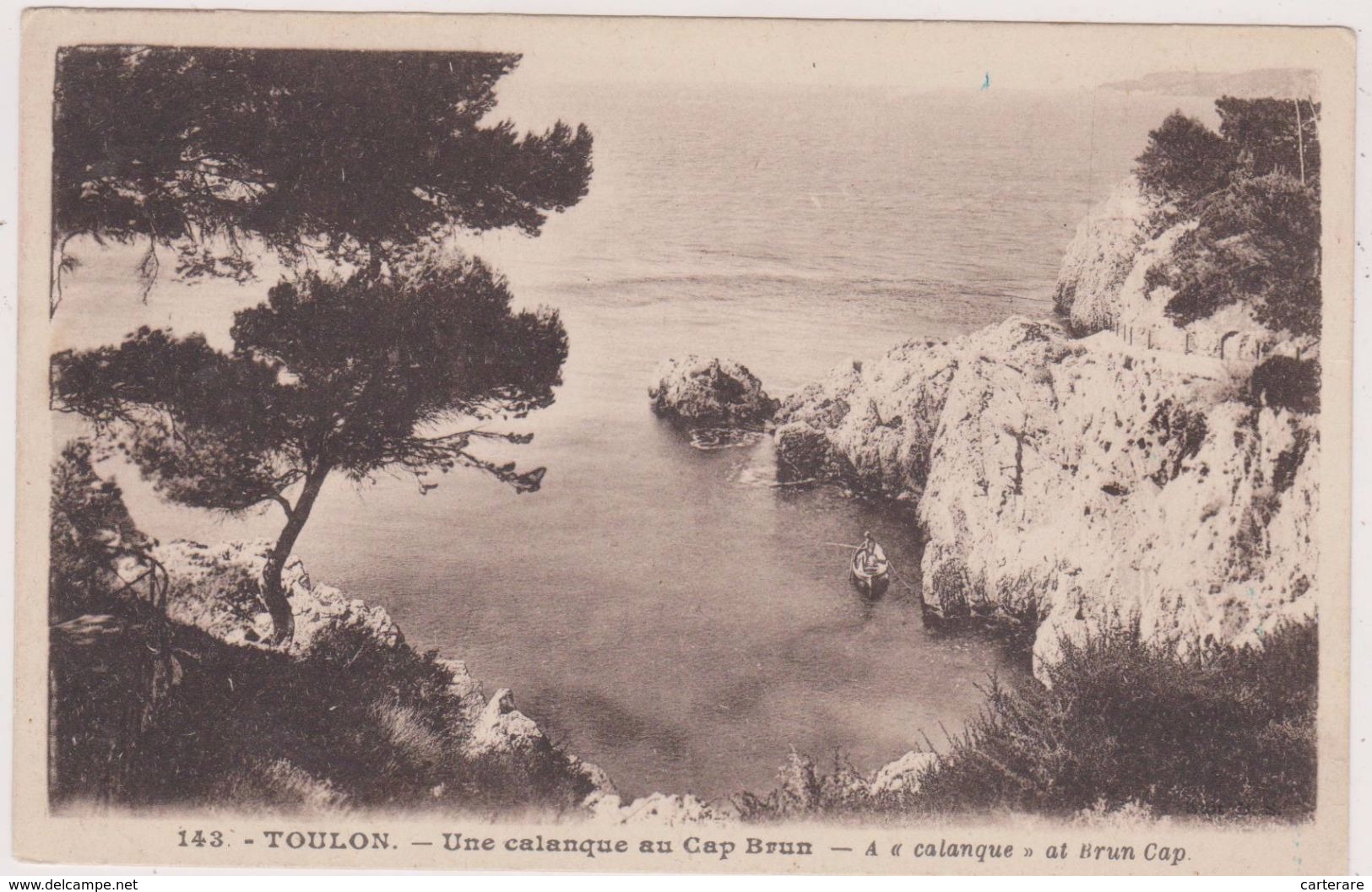 Cpa,var,toulon Est 1936,une Calanque Au Cap Brun,prés De Mourillon,endroit Trés Recherché Et Cooteux,rare - Toulon
