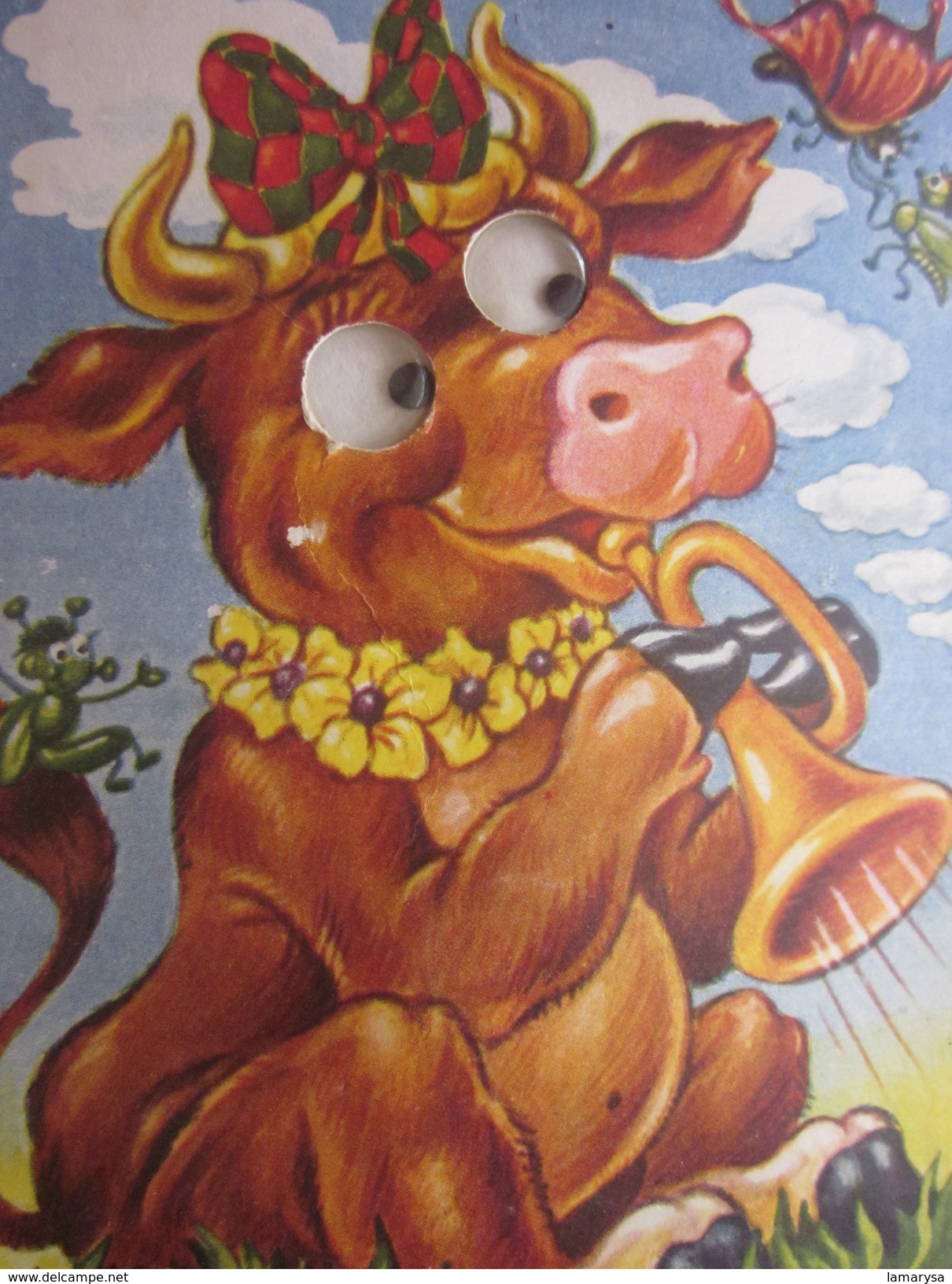 Vache Qui Emet Un-Meueuglement-en Appuyant Dessus La Carte Postale -Thème- Fantaisie Vintage- à Système 12 Juillet 1962 - Mechanical