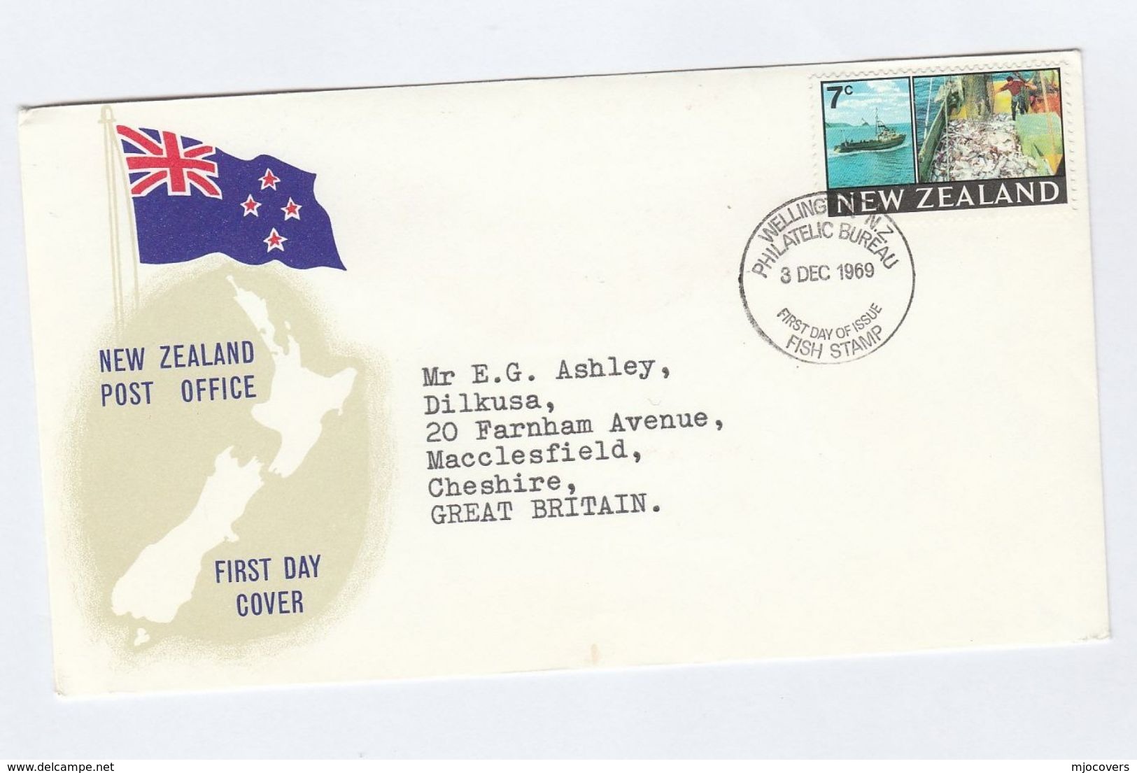 1969  NEW ZEALAND FDC Stamps FISH , FISHING SHIP Cover - Fishes