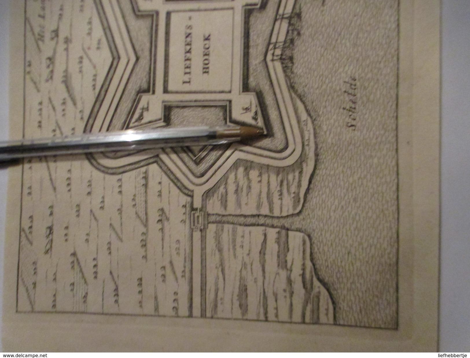 Fort Liefkenshoek In Kallo Bij Beveren-Waas   -   Oude Kaart Uit 1735 - Cartes Topographiques