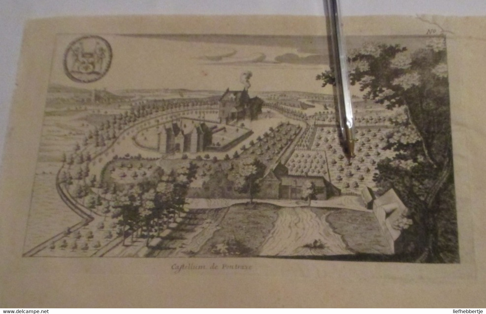 Kasteel Van Pontrave - Waasmunster - Uit Atlas Van Sanderus -   Oude Kaart Uit 1735 - Cartes Topographiques