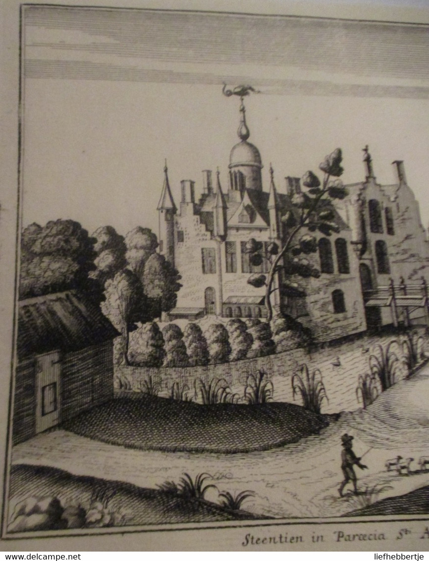 Kasteel Steentien Of Steentje Te Sint-Andries Bij Brugge - Uit Atlas Van Sanderus -   Oude Kaart Uit 1735 - Cartes Topographiques