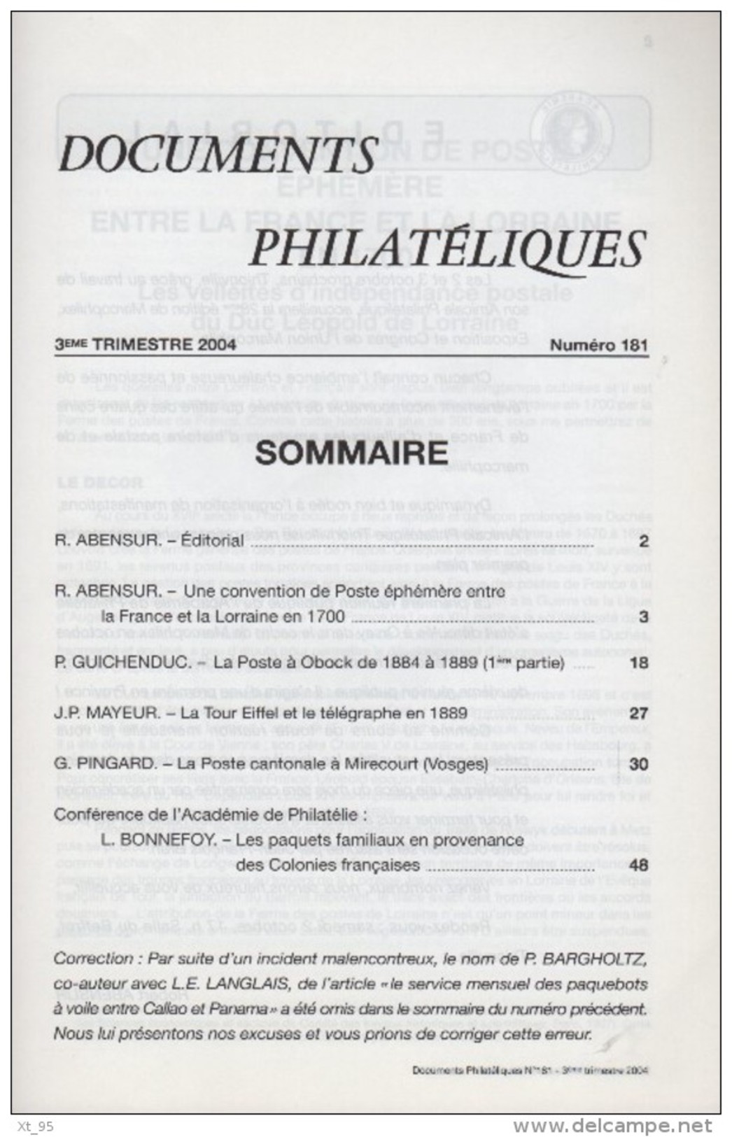 Documents Philateliques - Numero 181 - Voir Sommaire - Sonstige & Ohne Zuordnung