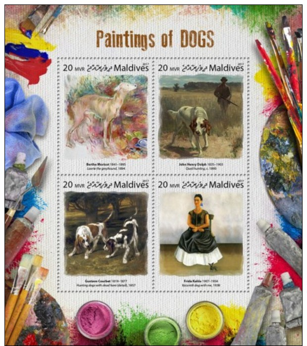 Z08 MLD17803a MALDIVES 2017 Paintings Of Dogs MNH ** Postfrisch - Maldive (1965-...)