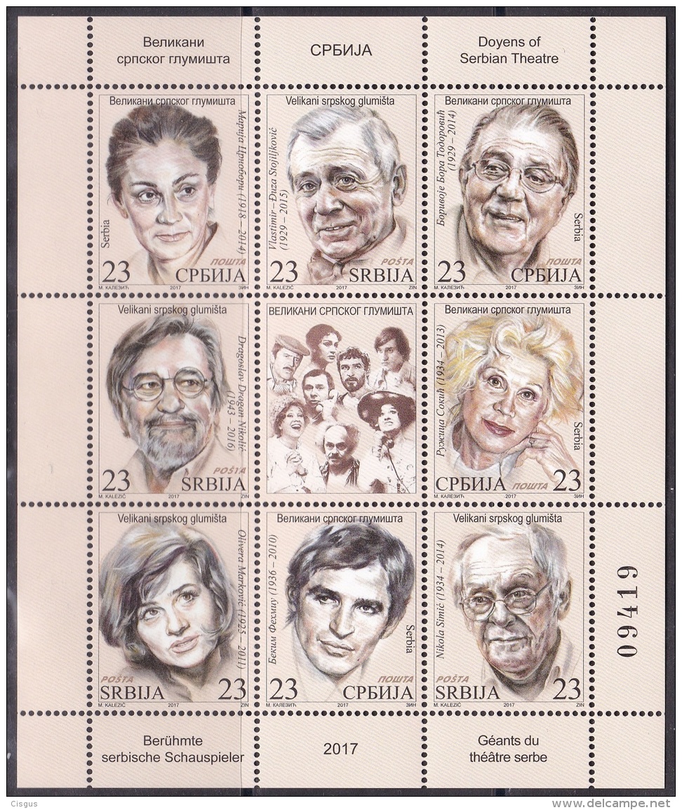 Serbia Serbien 2017 MNH** S-769-776 Doyens Of Serbian Theatre - Servië