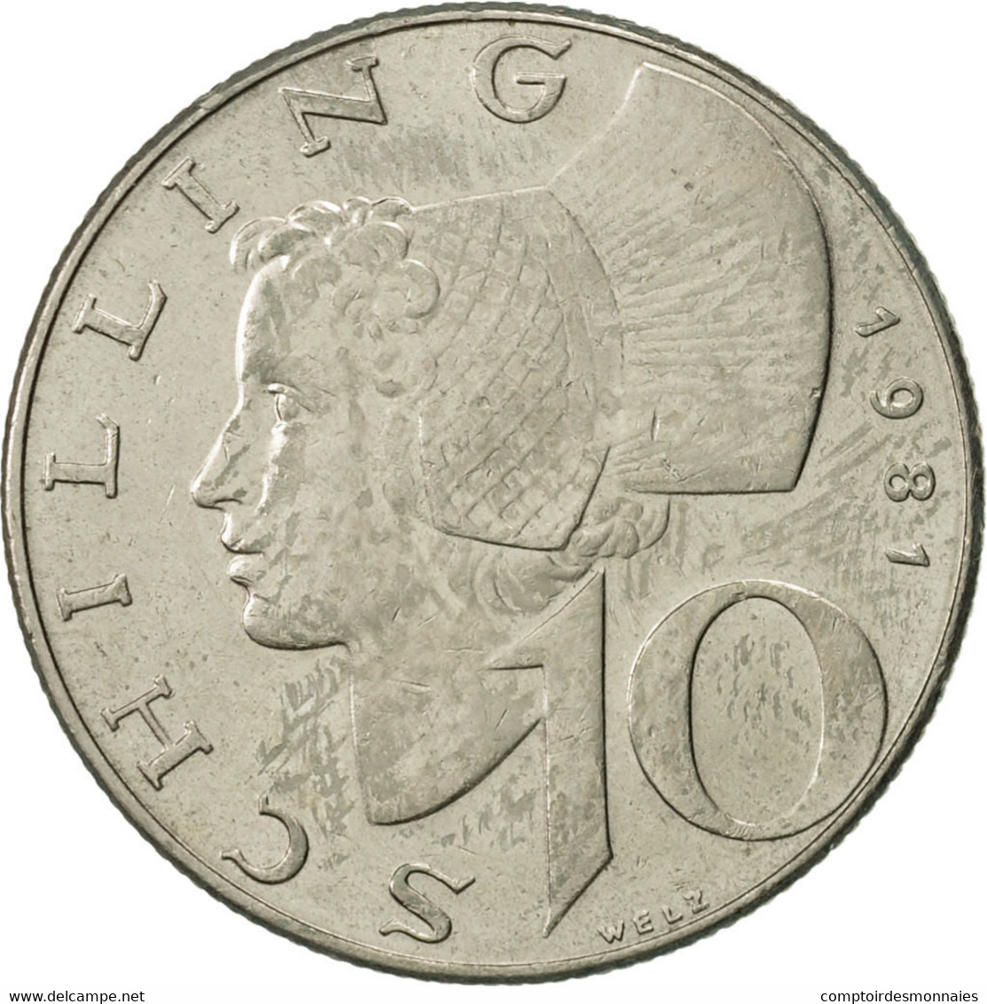 Monnaie, Autriche, 10 Schilling, 1981, TB, Copper-Nickel Plated Nickel, KM:2918 - Autriche